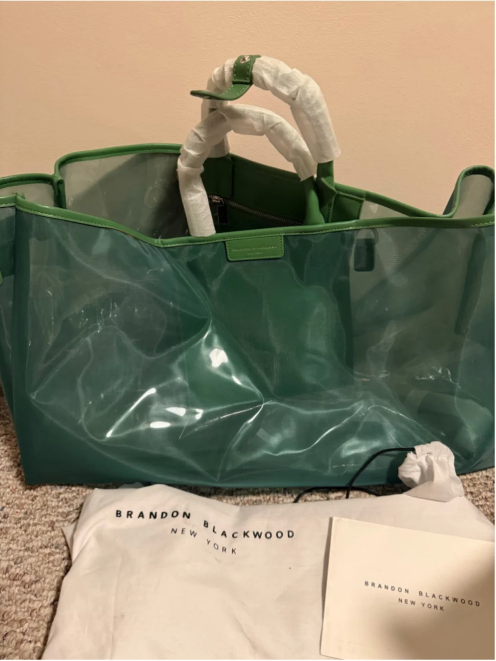NEW Brandon Blackwood Green Market Mesh PVC Tote Jumbo Duffle Crossbody